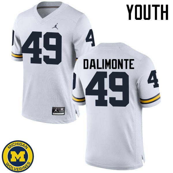 Youth Michigan Wolverines #49 Anthony Dalimonte White Replica Stitch Jersey